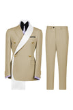 Costumes de bal double boutonnage bleus à revers en deux pièces pour hommes à boutonnage
