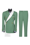 Costumes de bal double boutonnage bleus à revers en deux pièces pour hommes à boutonnage
