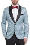 Costumes de bal pour hommes à motif de bal en châle bleu royal en deux pièces à un bouton, imprimés à un bouton
