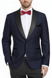 Costumes de bal pour hommes à motif de bal en châle bleu royal en deux pièces à un bouton, imprimés à un bouton