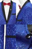 Costumes de bal pour hommes à motif de bal en châle bleu royal en deux pièces à un bouton, imprimés à un bouton