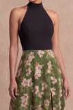 Olive Floral Ligne A Longue robe de mariage sans dos avec fente