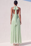 Robe de demoiselle d’honneur à plis vert clair à plis A