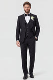 Costumes de mariage homme à revers châle noir en trois pièces à un bouton