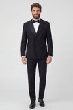 Costumes de bal double boutonnage à revers noirs Black Peak pour hommes de bal avec perles