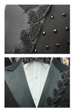 Costumes de bal double boutonnage à revers noirs Black Peak pour hommes de bal avec perles