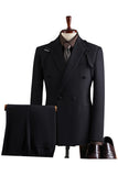 Costumes de bal gris double boutonnage à revers de deux pièces pour hommes