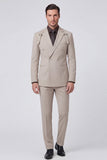 Costumes de bal gris double boutonnage à revers de deux pièces pour hommes