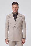 Costumes de bal gris double boutonnage à revers de deux pièces pour hommes
