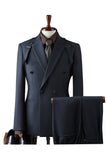 Costumes de bal gris double boutonnage à revers de deux pièces pour hommes