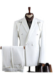 Costumes de bal gris double boutonnage à revers de deux pièces pour hommes