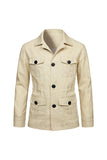 Veste pour hommes à boutonnage simple à revers beige