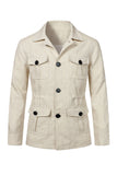 Veste pour hommes à boutonnage simple à revers beige