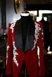 Veste de costume de mariage homme noire à col châle un bouton épaule unique avec appliques