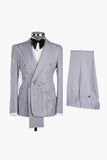 Costumes de bal de bal en châle en 2 pièces bleu clair à double boutonnage avec perles