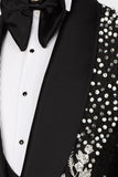 Costumes de mariage pour hommes en châle noir 2 pièces à revers d’un bouton, perles