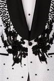Costumes de mariage pour hommes en châle noir 2 pièces à revers d’un bouton, perles