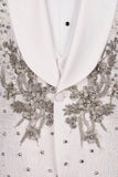 Costumes de mariage pour hommes en châle noir 2 pièces à revers d’un bouton, perles