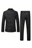 Costumes noirs 2 pièces à paillettes en châle unique à un bouton, costumes pour hommes