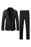 Costumes noirs 2 pièces à paillettes en châle unique à un bouton, costumes pour hommes