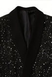 Costumes noirs 2 pièces à paillettes en châle unique à un bouton, costumes pour hommes