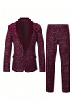 Costumes noirs 2 pièces à paillettes en châle unique à un bouton, costumes pour hommes