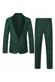 Costumes noirs 2 pièces à paillettes en châle unique à un bouton, costumes pour hommes