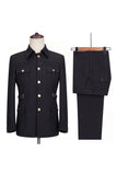 Costumes noirs deux pièces à simple poitrine