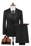 Costumes de bal Jacquard noir 2 pièces à revers d’un bouton, Jacquard pour hommes avec perles