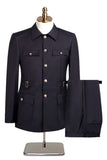 Costumes simple à boutonnage deux pièces bleu marine foncé