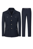 Costumes simple à boutonnage deux pièces bleu marine foncé