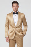 Costumes de bal pour hommes en châle champagne 2 pièces à un bouton,