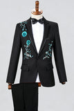 Costumes de bal bleus à boutons à boutons et perles pour hommes