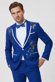 Costumes de bal bleus à boutons à boutons et perles pour hommes