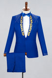 Costumes de bal pour hommes à revers en châle noir à un bouton, perles