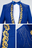 Costumes de bal pour hommes à revers en châle noir à un bouton, perles