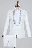 Costumes de bal pour hommes à revers en châle noir à un bouton, perles
