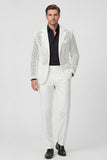 Veste pour hommes à boutonnage simple à revers blanc