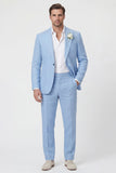 Costumes de mariage homme en deux pièces à revers Sky Blue Peak Un Bouton