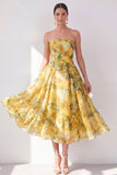 Robe midi fleurie midi jaune jaune sans cercles
