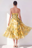 Robe midi fleurie midi jaune jaune sans cercles