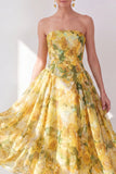 Robe midi fleurie midi jaune jaune sans cercles