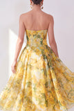 Robe midi fleurie midi jaune jaune sans cercles