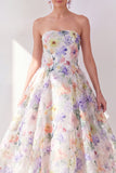 Robe Midi en chiffon blanche blanche violette en ligne A