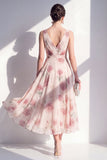 Robe midi fleur en vrac en mousseline A-Line
