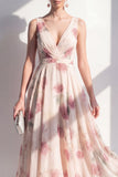 Robe midi fleur en vrac en mousseline A-Line