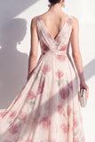 Robe midi fleur en vrac en mousseline A-Line