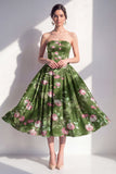 Robe Midi Midi Fleur Midi en chiffon sans bretelles