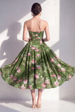 Robe Midi Midi Fleur Midi en chiffon sans bretelles