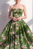 Robe Midi Midi Fleur Midi en chiffon sans bretelles
